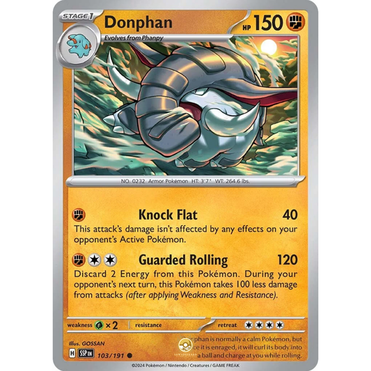 [ENG] Pokemon SV08 Surging Sparks: 103/191 Donphan [Fighting] [C - Common] (Non-foil)