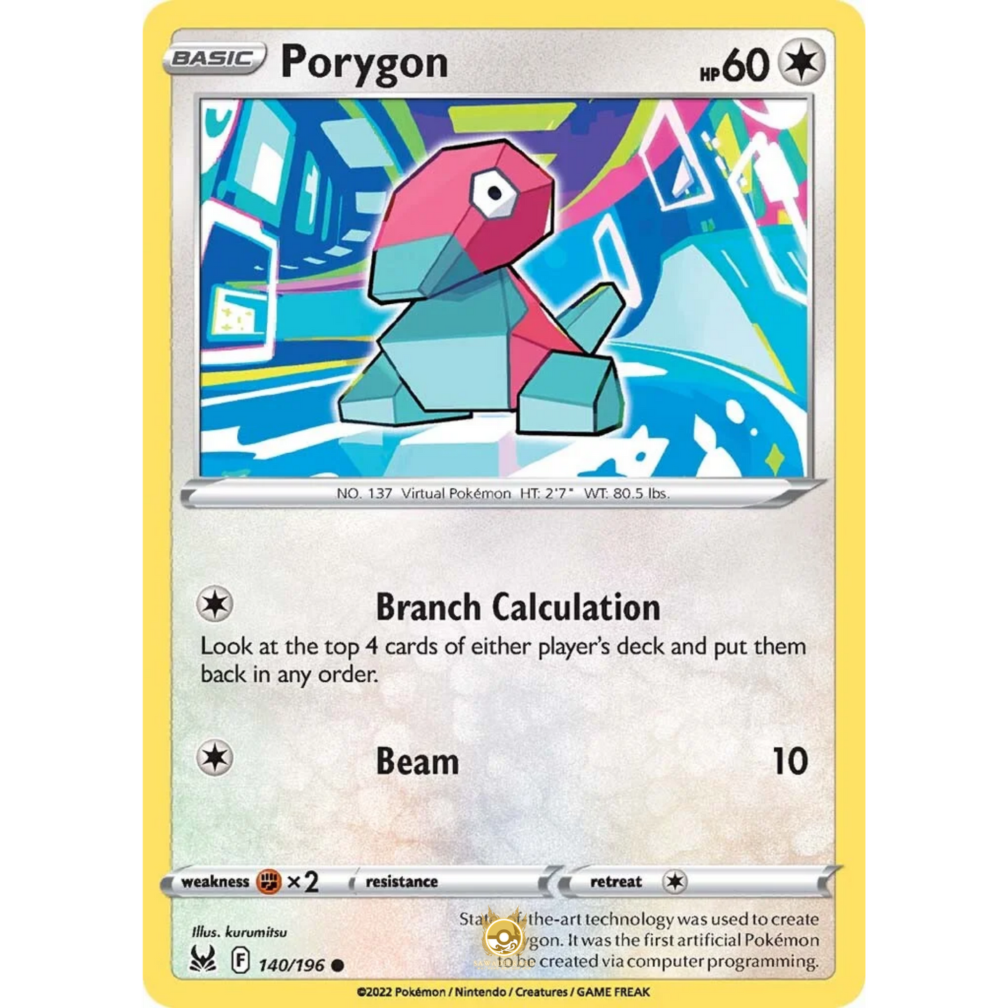 [ENG] SWSH 11 Lost Origin: 140/196 Porygon C (Non-Foil)