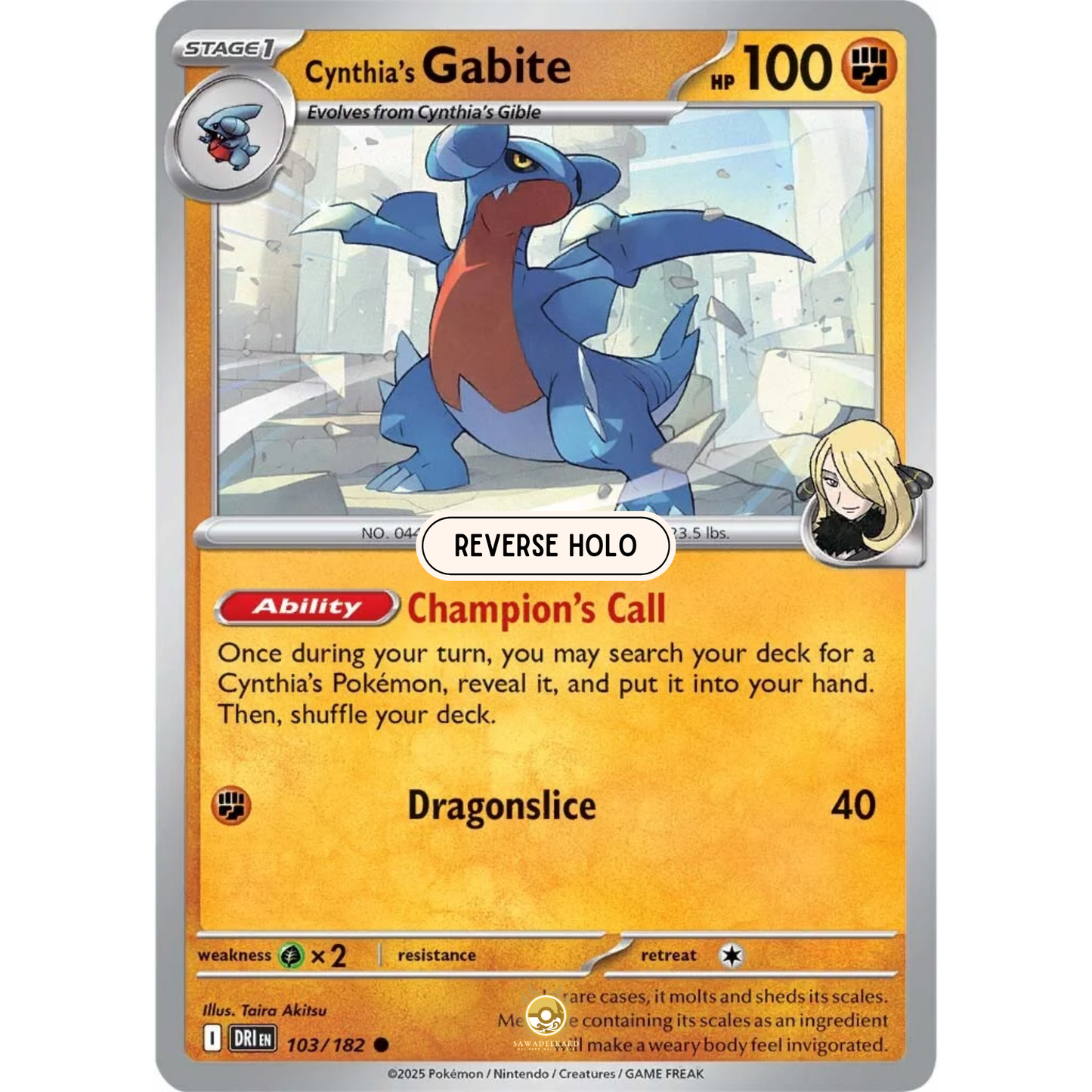 [ENG] Pokemon SV10 Destined Rivals: 103/182 Cynthia's Gabite [Fighting] [C - Common] (Reverse Holo)