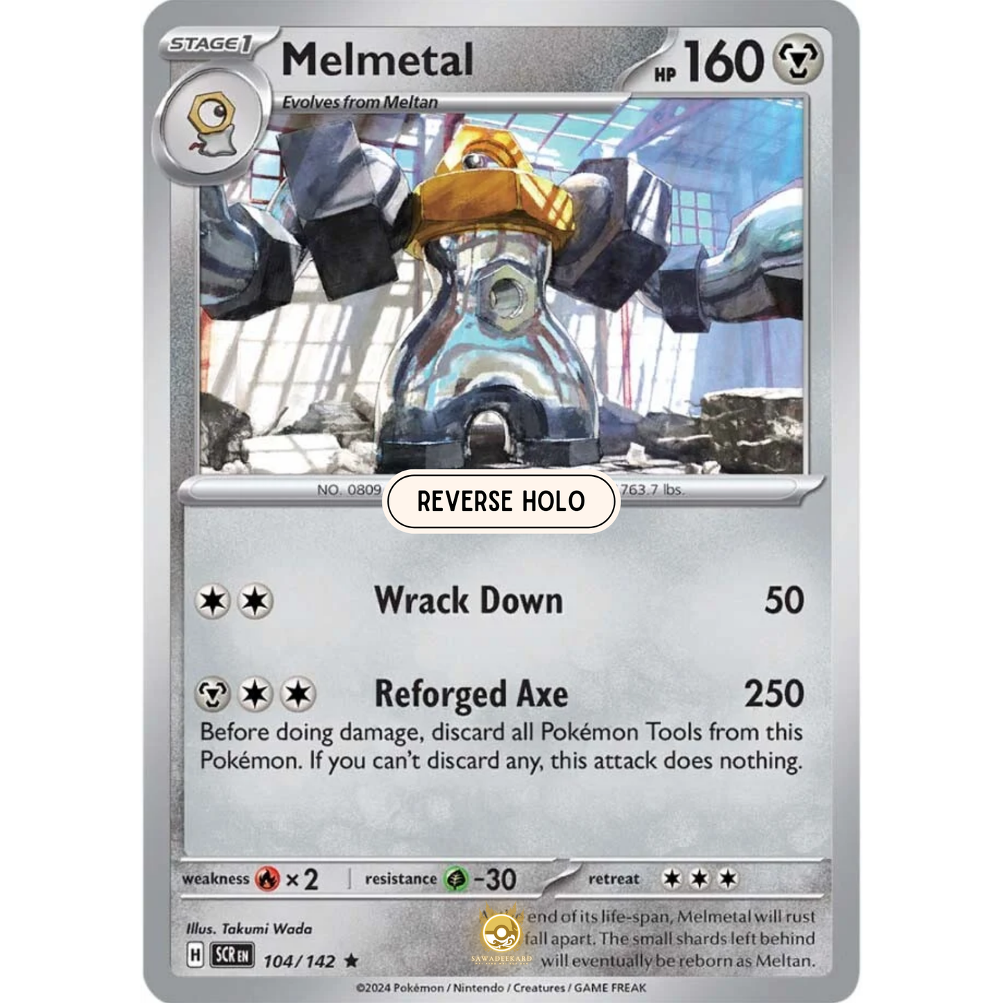 [ENG] Pokemon SV07 Stellar Crown: 104/142 Melmetal [Metal] [R - Rare] (Reverse Holo)