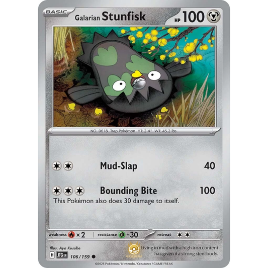 [ENG] Pokemon SV09 Journey Together: 106/159 Galarian Stunfisk [Metal] [C - Common] (Non-foil)