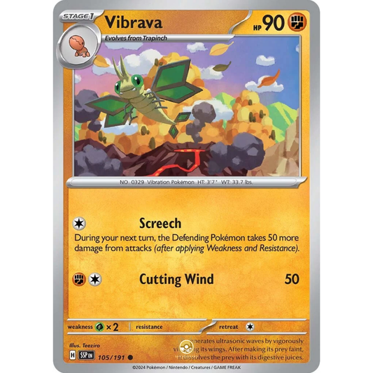 [ENG] Pokemon SV08 Surging Sparks: 105/191 Vibrava [Fighting] [C - Common] (Non-foil)