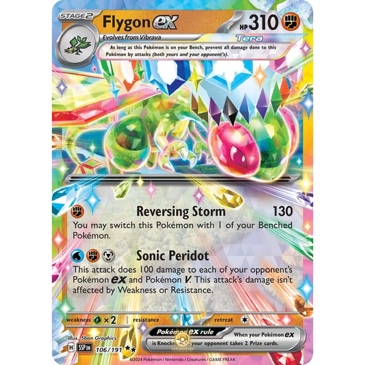 [ENG] Pokemon SV08 Surging Sparks: 106/191 Flygon ex [Fighting] [RR - Double Rare] (Foil)