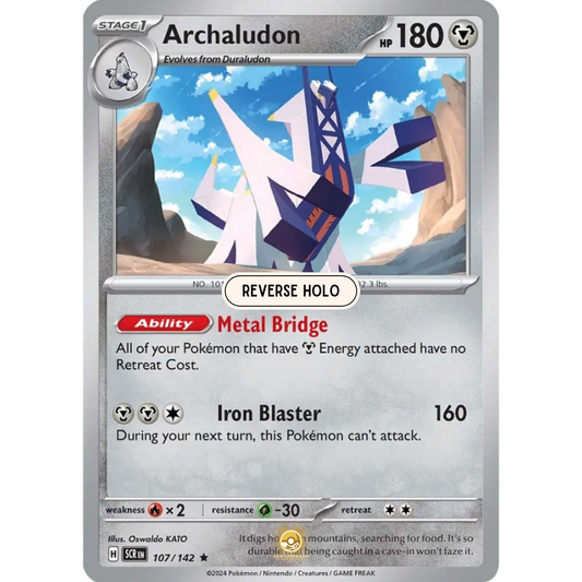 [ENG] Pokemon SV07 Stellar Crown: 107/142 Archaludon [Metal] [R - Rare] (Reverse Holo)