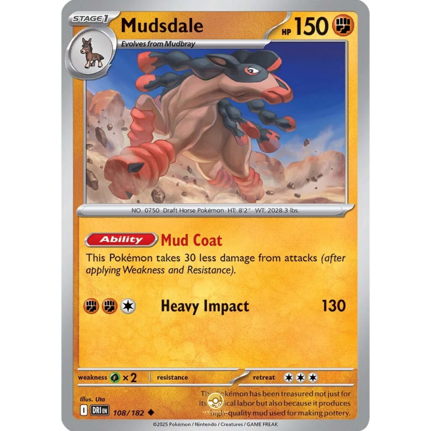 [ENG] Pokemon SV10 Destined Rivals: 108/182 Mudsdale [Fighting] [U - Uncommon] (Non-foil)