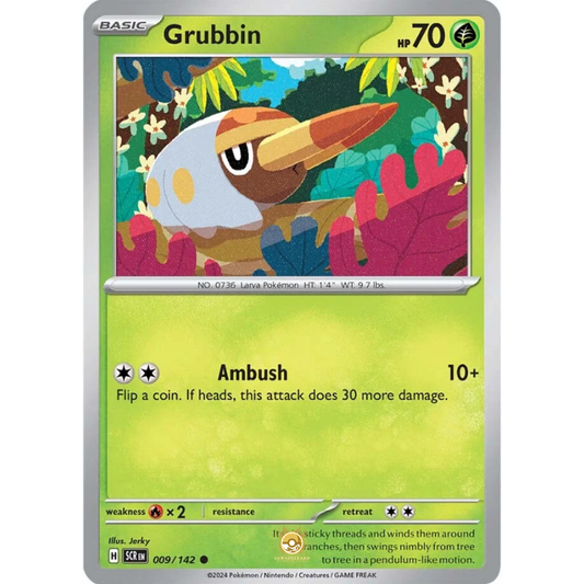 [ENG] Pokemon SV07 Stellar Crown: 009/142 Grubbin [Grass] [C - Common] (Non-foil)