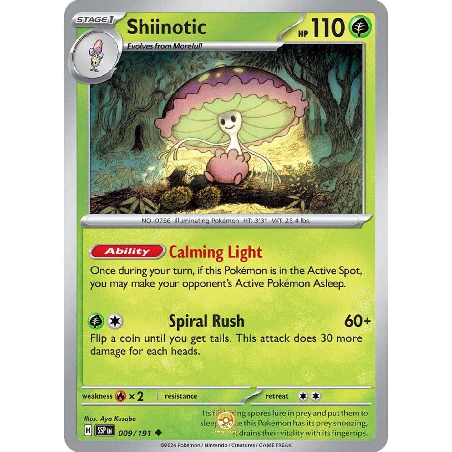 [ENG] Pokemon SV08 Surging Sparks: 009/191 Shiinotic [Grass] [U - Uncommon] (Non-foil)