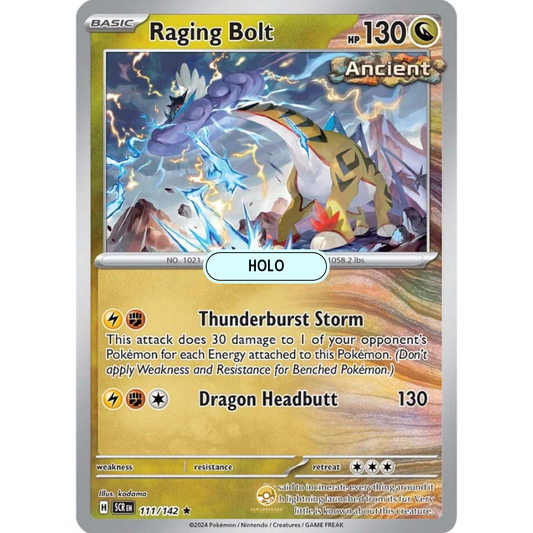[ENG] Pokemon SV07 Stellar Crown: 111/142 Raging Bolt [Dragon] [R - Rare] (Foil)