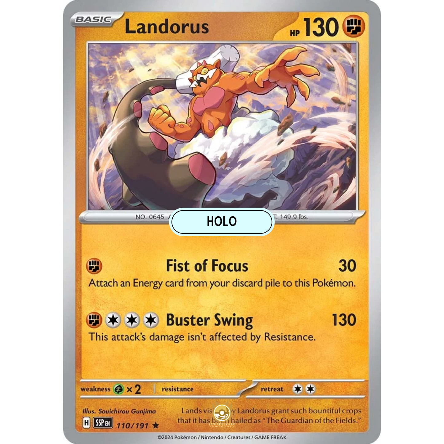 [ENG] Pokemon SV08 Surging Sparks: 110/191 Landorus [Fighting] [R - Rare] (Foil)