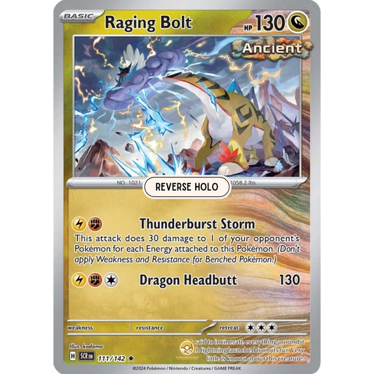 [ENG] Pokemon SV07 Stellar Crown: 111/142 Raging Bolt [Dragon] [R - Rare] (Reverse Holo)