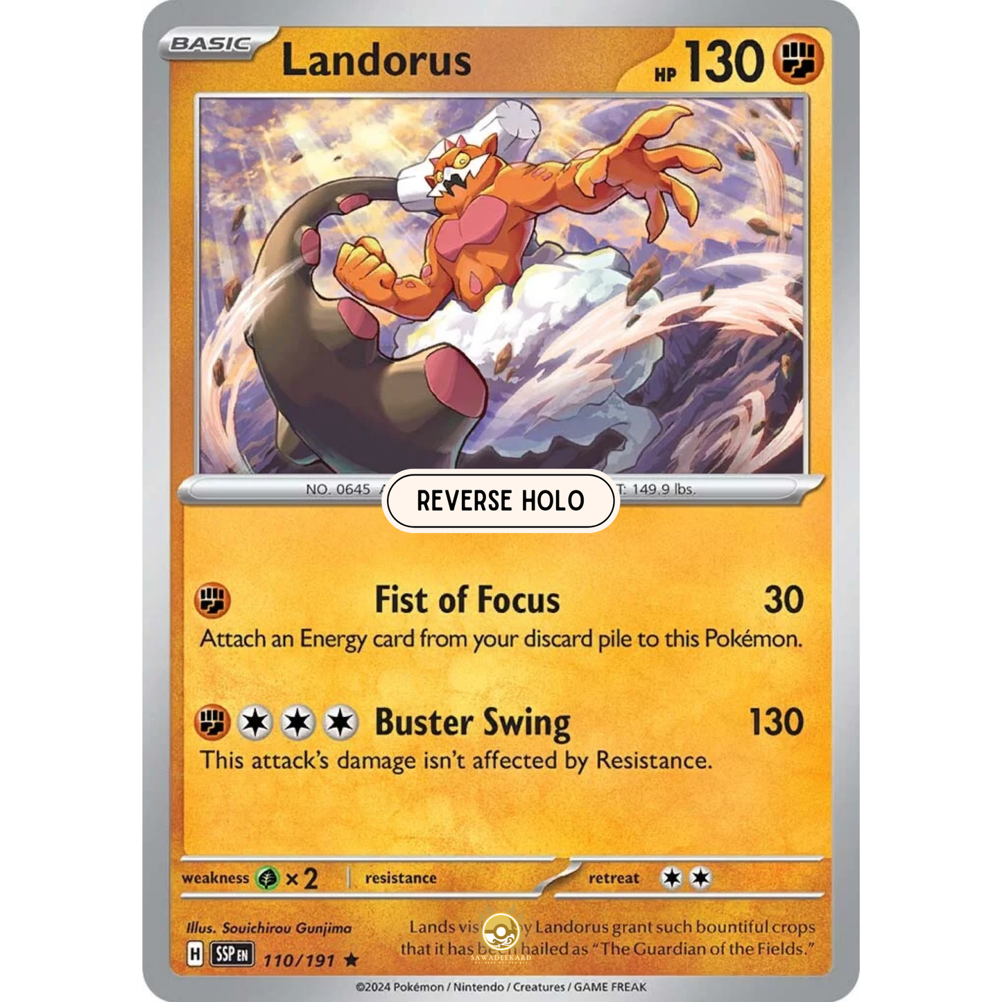 [ENG] Pokemon SV08 Surging Sparks: 110/191 Landorus [Fighting] [R - Rare] (Reverse Holo)