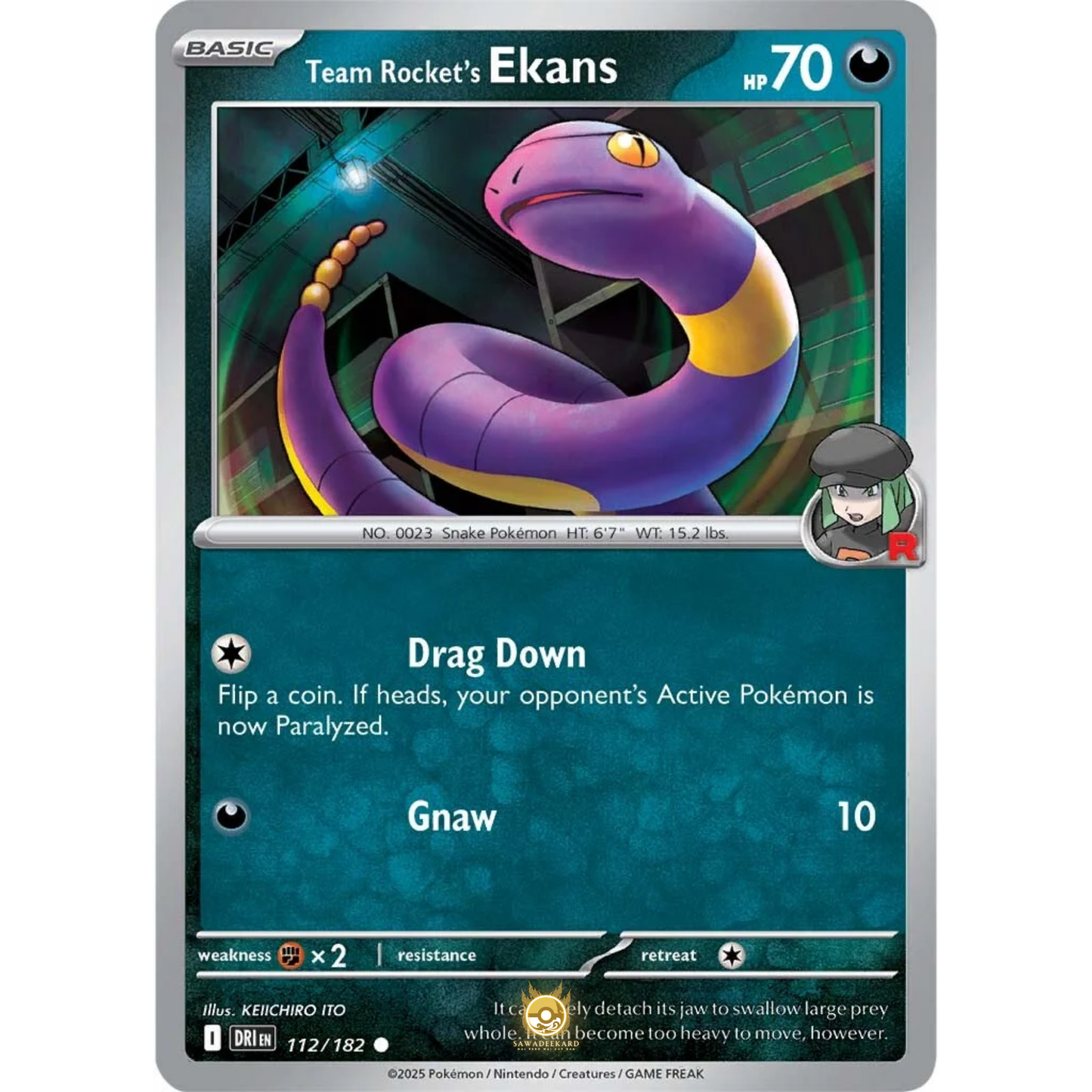 [ENG] Pokemon SV10 Destined Rivals: 112/182 Team Rocket's Ekans [Darkness] [C - Common] (Non-foil)