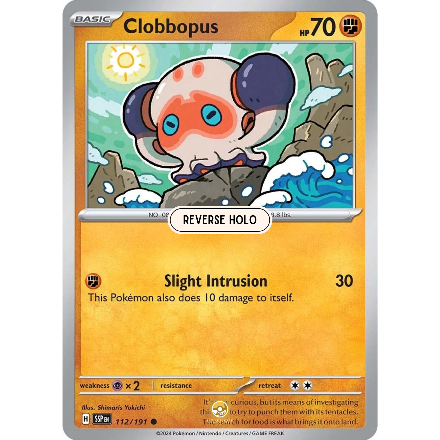 [ENG] Pokemon SV08 Surging Sparks: 112/191 Clobbopus [Fighting] [C - Common] (Reverse Holo)