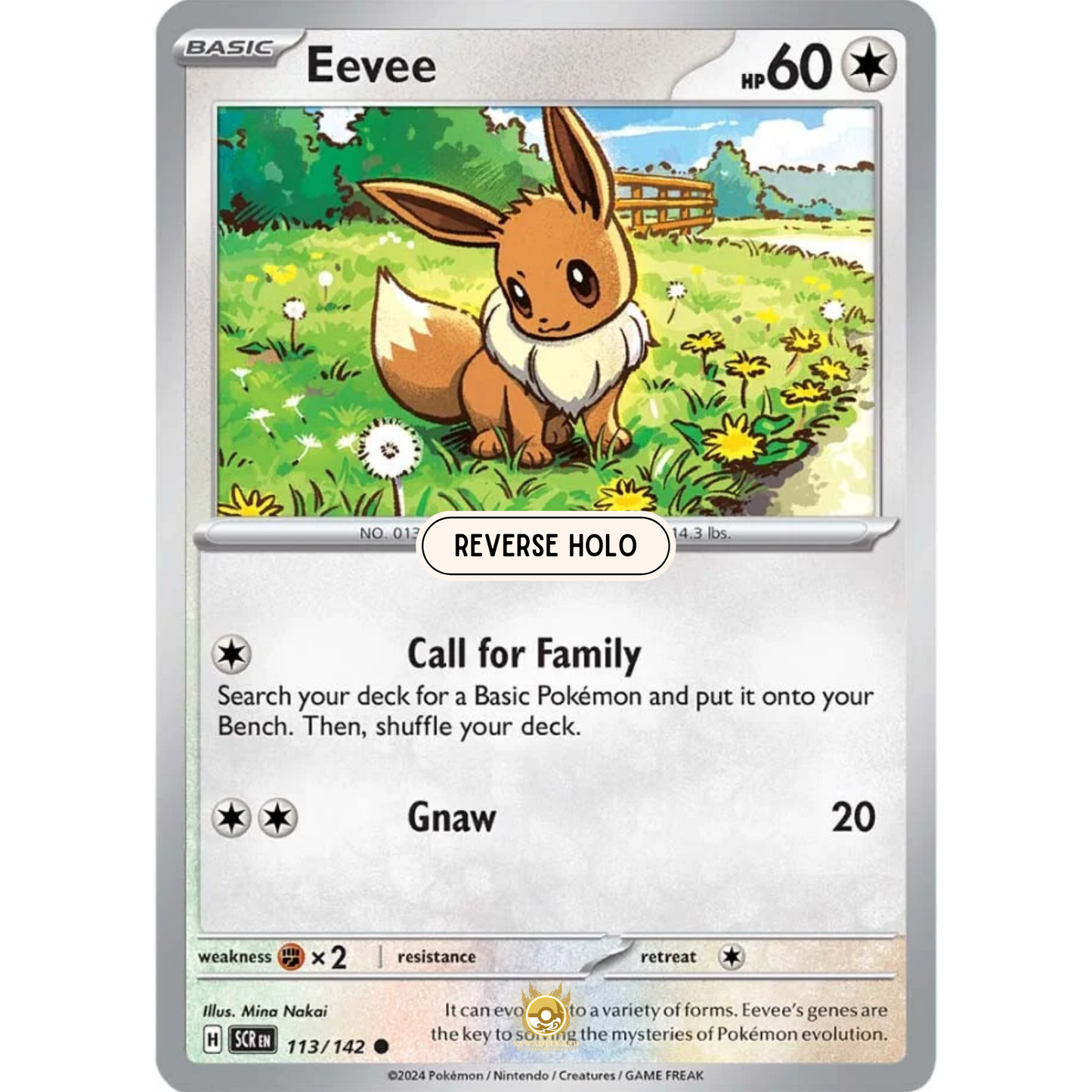 [ENG] Pokemon SV07 Stellar Crown: 113/142 Eevee [Colorless] [C - Common] (Reverse Holo)