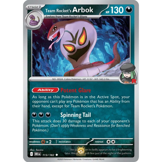 [ENG] Pokemon SV10 Destined Rivals: 113/182 Team Rocket's Arbok [Darkness] [U - Uncommon] (Non-foil)