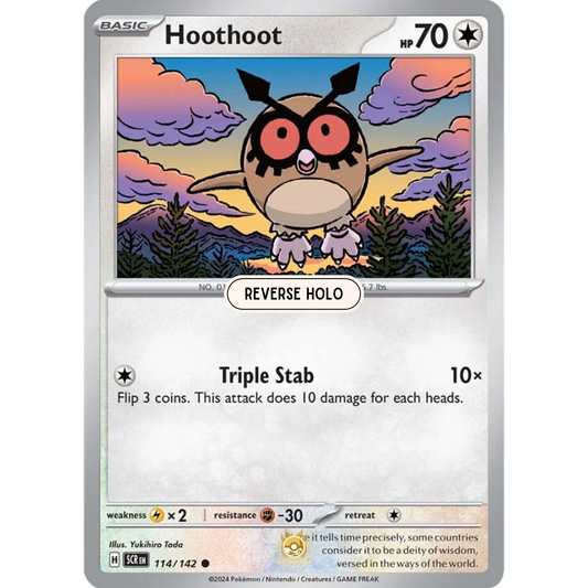 [ENG] Pokemon SV07 Stellar Crown: 114/142 Hoothoot [Colorless] [C - Common] (Reverse Holo)