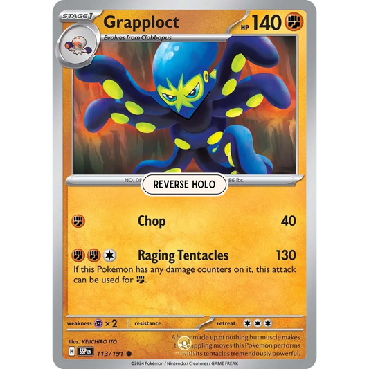 [ENG] Pokemon SV08 Surging Sparks: 113/191 Grapploct [Fighting] [C - Common] (Reverse Holo)
