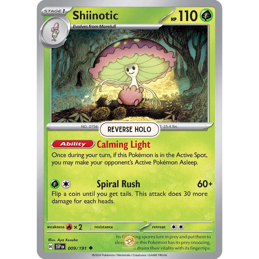[ENG] Pokemon SV08 Surging Sparks: 009/191 Shiinotic [Grass] [U - Uncommon] (Reverse Holo)