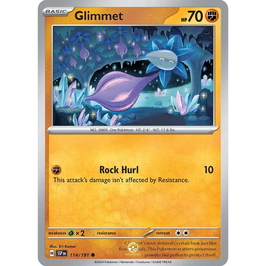 [ENG] Pokemon SV08 Surging Sparks: 114/191 Glimmet [Fighting] [C - Common] (Non-foil)