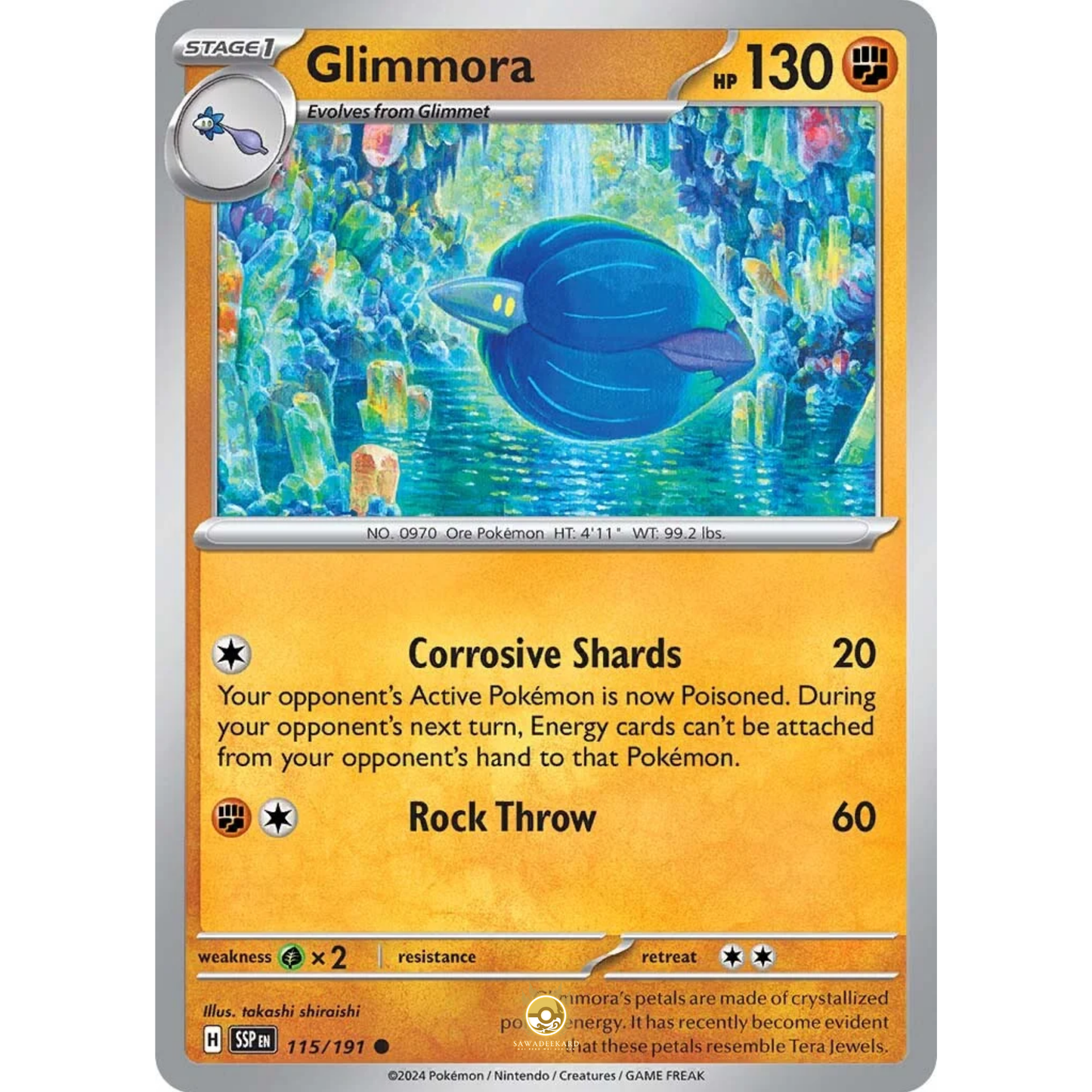 [ENG] Pokemon SV08 Surging Sparks: 115/191 Glimmora [Fighting] [C - Common] (Non-foil)