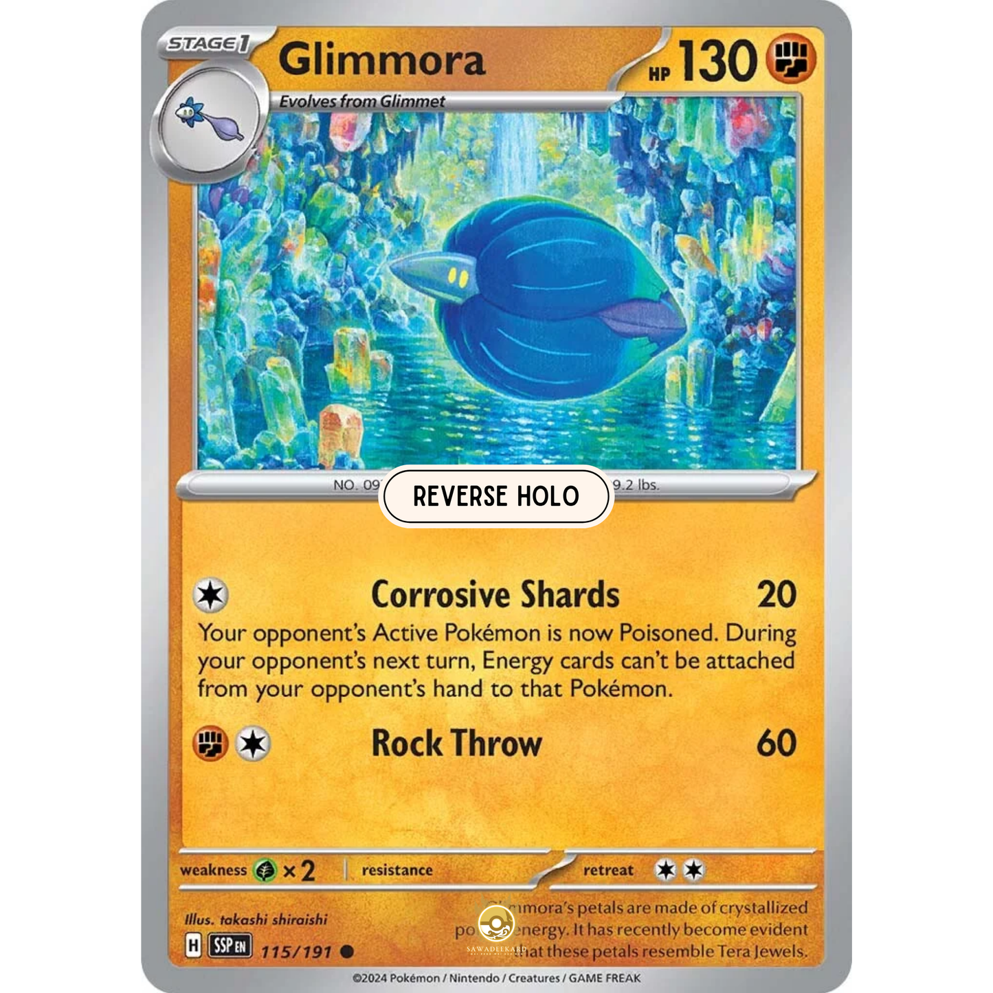 [ENG] Pokemon SV08 Surging Sparks: 115/191 Glimmora [Fighting] [C - Common] (Reverse Holo)