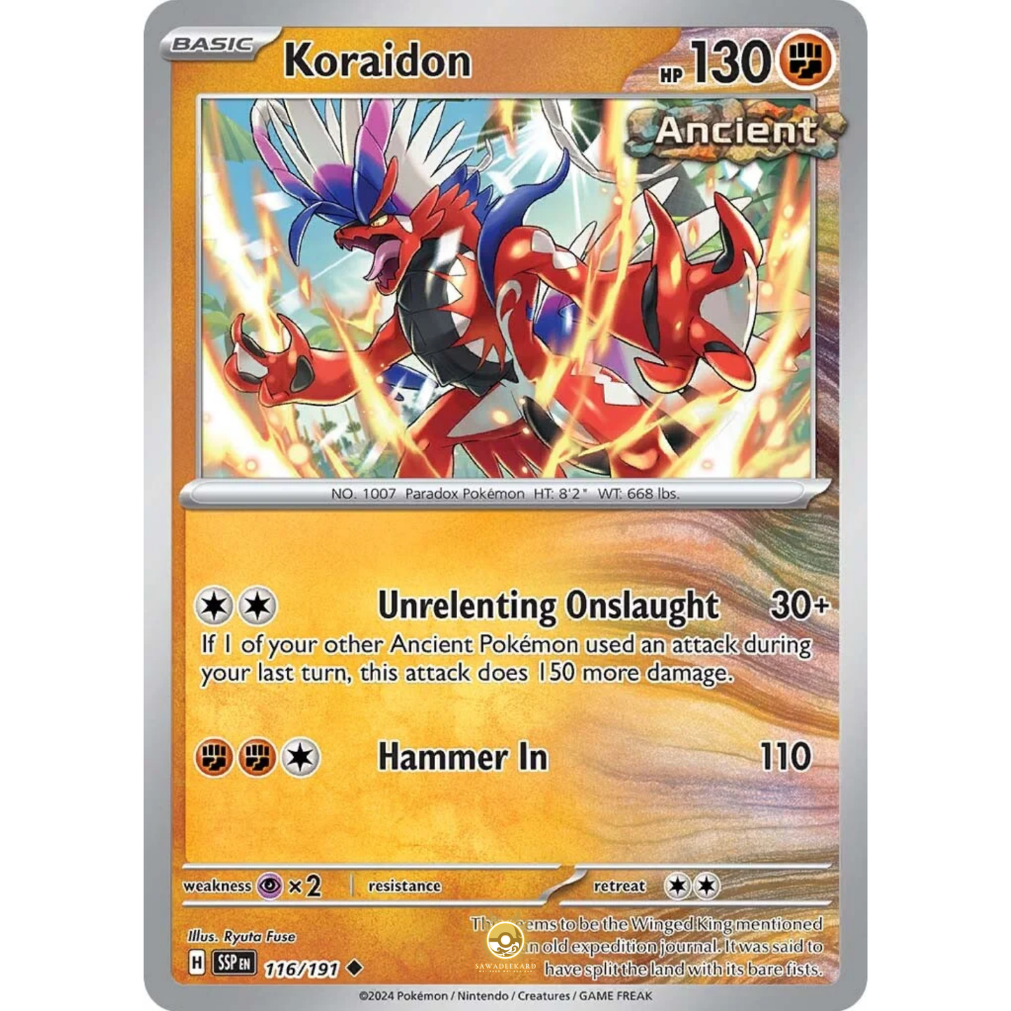 [ENG] Pokemon SV08 Surging Sparks: 116/191 Koraidon [Fighting] [U - Uncommon] (Non-foil)
