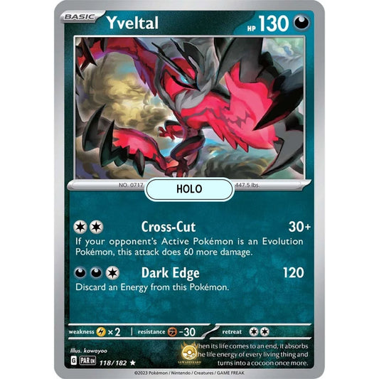 [ENG]	SV04	Paradox Rift:	118/182	Yveltal	R	(Foil)