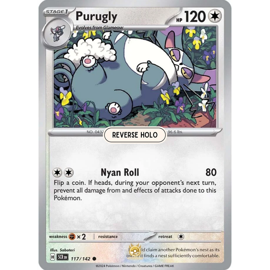 [ENG] Pokemon SV07 Stellar Crown: 117/142 Purugly [Colorless] [C - Common] (Reverse Holo)