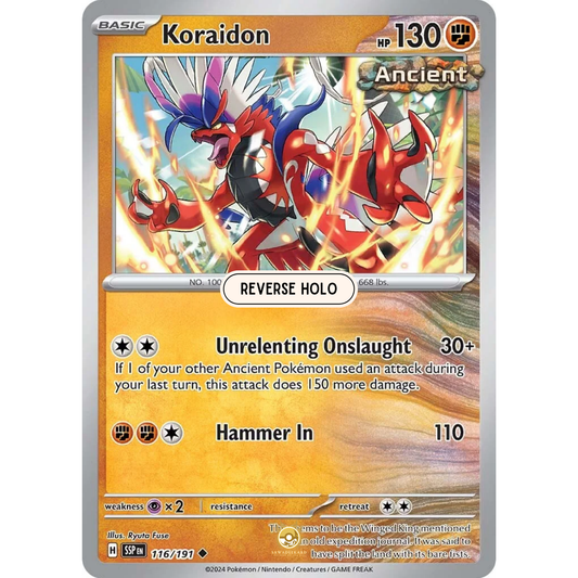 [ENG] Pokemon SV08 Surging Sparks: 116/191 Koraidon [Fighting] [U - Uncommon] (Reverse Holo)