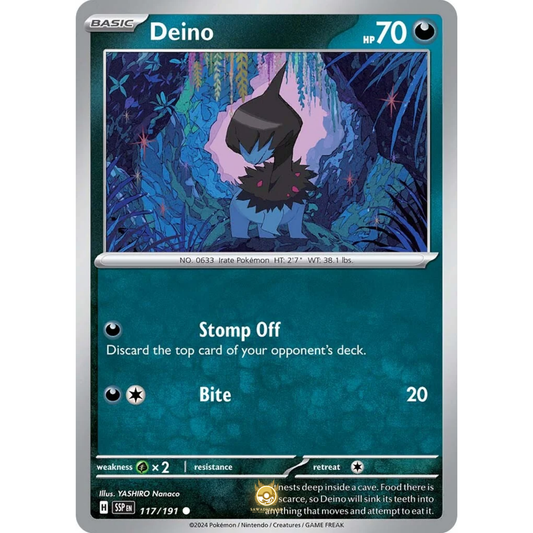 [ENG] Pokemon SV08 Surging Sparks: 117/191 Deino [Darkness] [C - Common] (Non-foil)