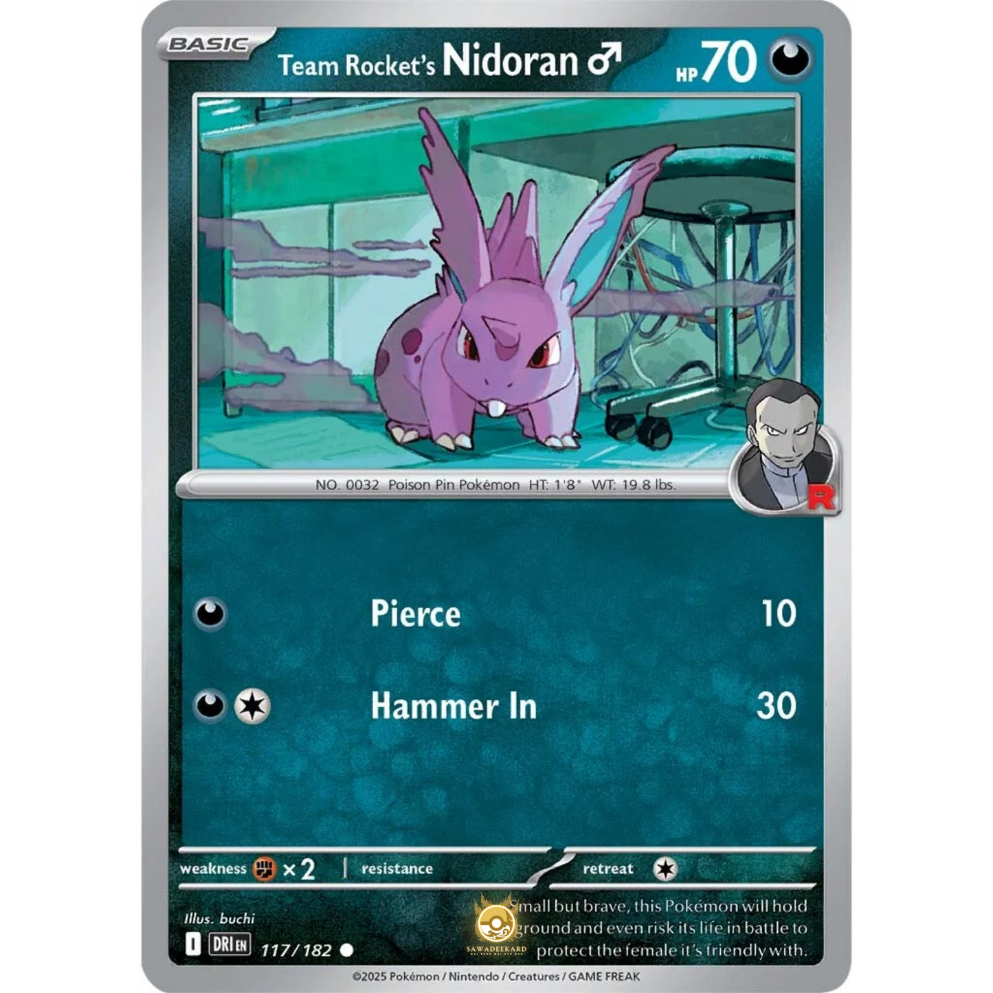 [ENG] Pokemon SV10 Destined Rivals: 117/182 Team Rocket's Nidoran♂ [Darkness] [C - Common] (Non-foil)