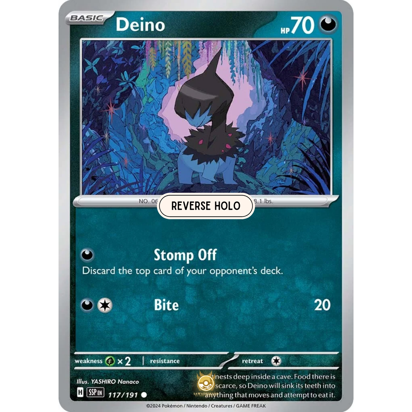 [ENG] Pokemon SV08 Surging Sparks: 117/191 Deino [Darkness] [C - Common] (Reverse Holo)