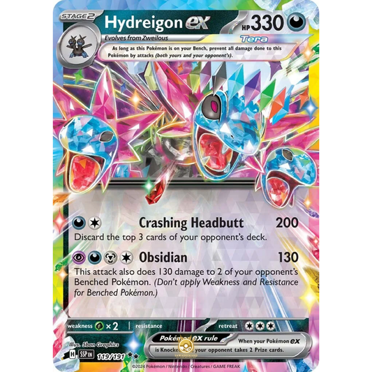 [ENG] Pokemon SV08 Surging Sparks: 119/191 Hydreigon ex [Darkness] [RR - Double Rare] (Foil)