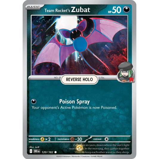 [ENG] Pokemon SV10 Destined Rivals: 120/182 Team Rocket's Zubat [Darkness] [C - Common] (Reverse Holo)