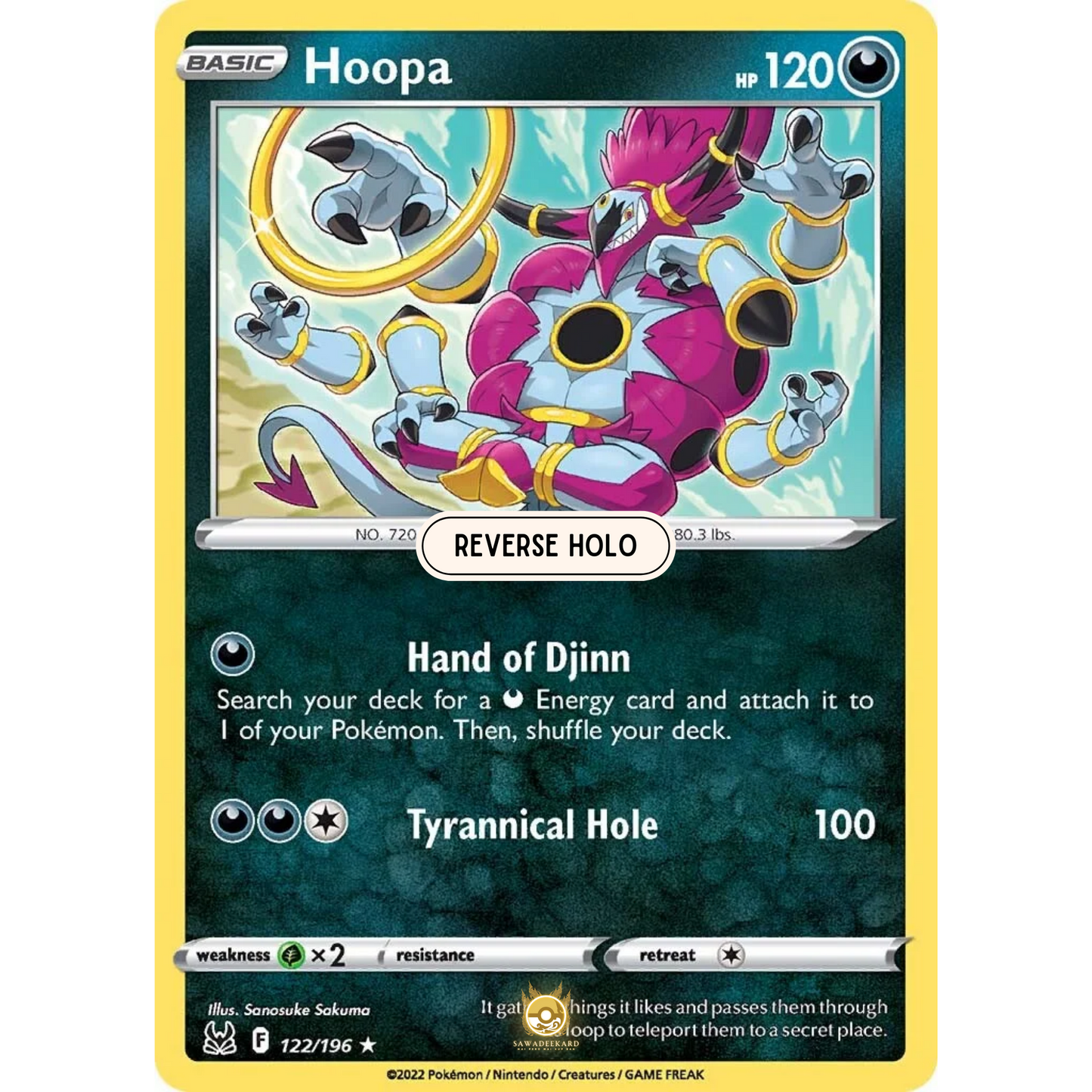 [ENG] SWSH 11 Lost Origin: 122/196 Hoopa R (Reverse Holo)