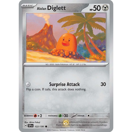 [ENG] Pokemon SV08 Surging Sparks: 122/191 Alolan Diglett [Metal] [C - Common] (Non-foil)