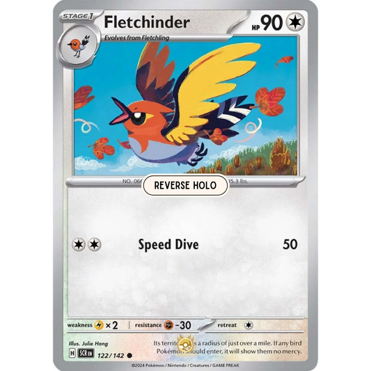 [ENG] Pokemon SV07 Stellar Crown: 122/142 Fletchinder [Colorless] [C - Common] (Reverse Holo)
