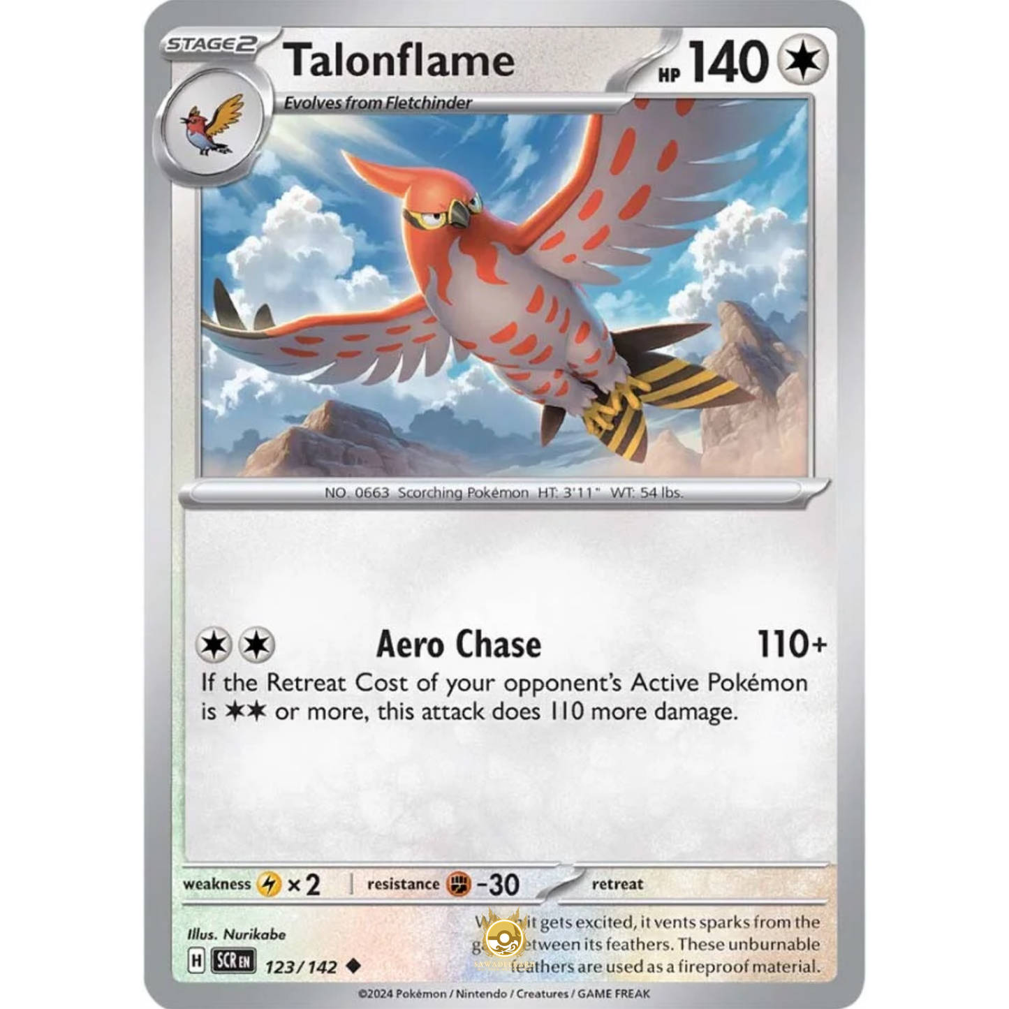 [ENG] Pokemon SV07 Stellar Crown: 123/142 Talonflame [Colorless] [U - Uncommon] (Non-foil)