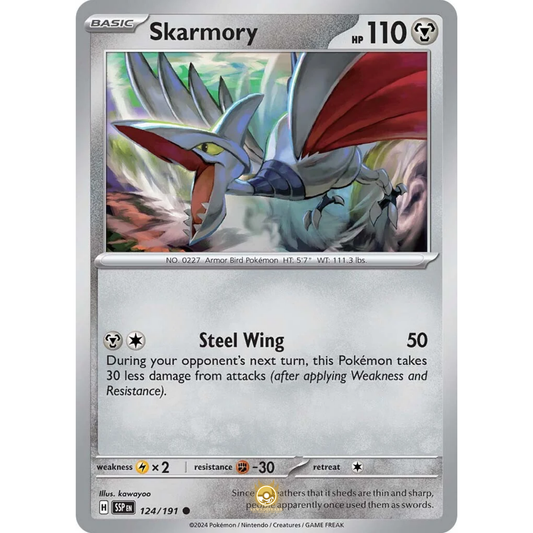 [ENG] Pokemon SV08 Surging Sparks: 124/191 Skarmory [Metal] [C - Common] (Non-foil)