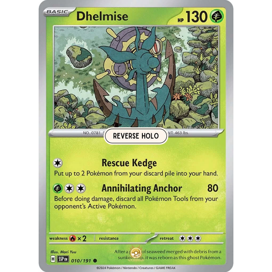 [ENG] Pokemon SV08 Surging Sparks: 010/191 Dhelmise [Grass] [C - Common] (Reverse Holo)
