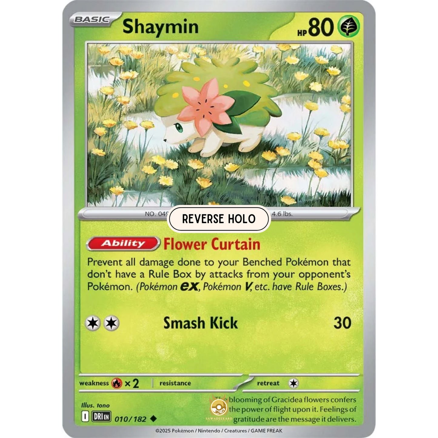[ENG] Pokemon SV10 Destined Rivals: 010/182 Shaymin [Grass] [U - Uncommon] (Reverse Holo)