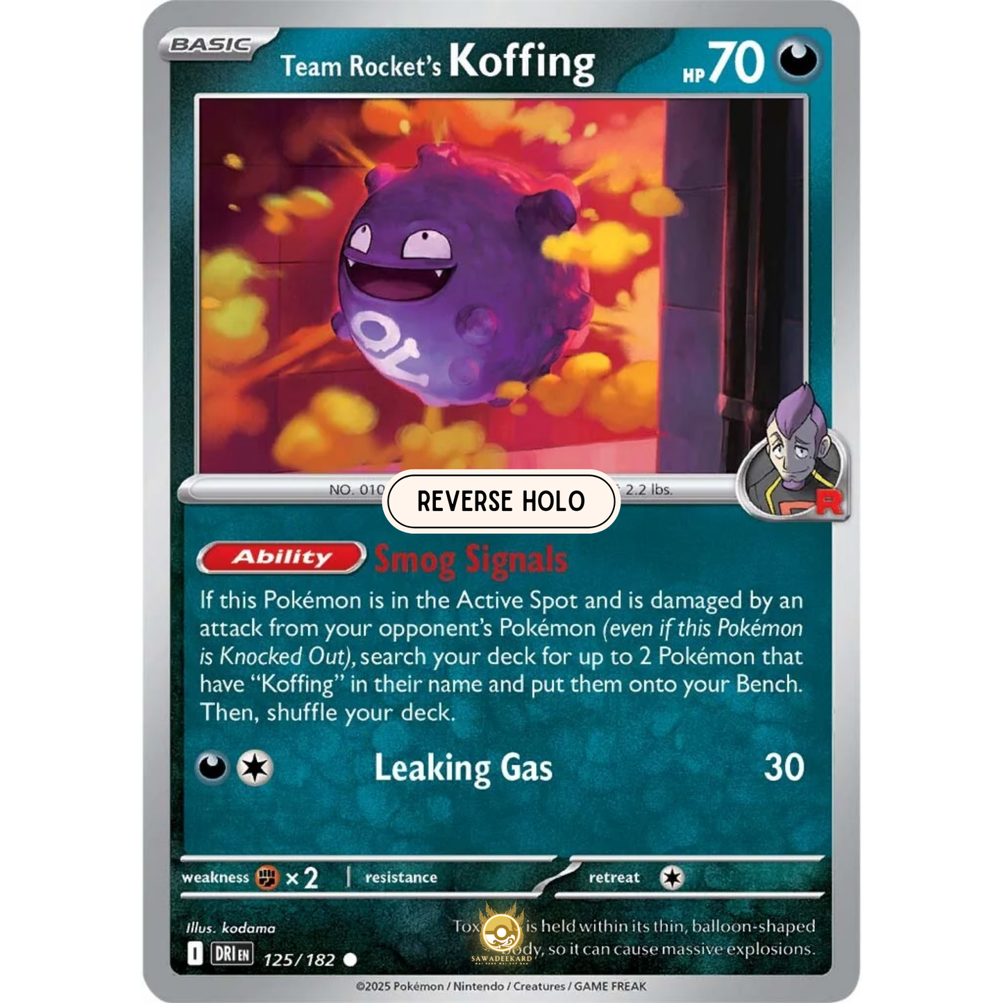 [ENG] Pokemon SV10 Destined Rivals: 125/182 Team Rocket's Koffing [Darkness] [C - Common] (Reverse Holo)