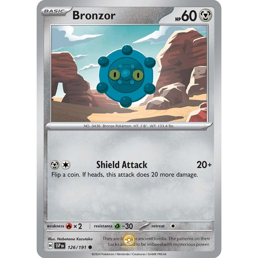 [ENG] Pokemon SV08 Surging Sparks: 126/191 Bronzor [Metal] [C - Common] (Non-foil)