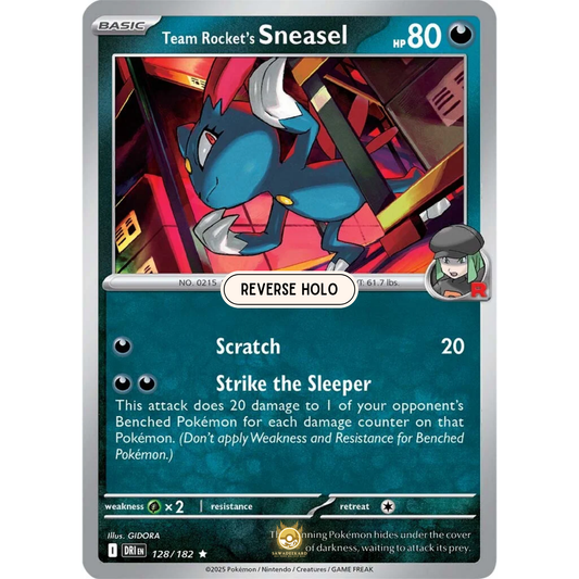 [ENG] Pokemon SV10 Destined Rivals: 128/182 Team Rocket's Sneasel [Darkness] [R - Rare] (Reverse Holo)