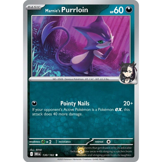 [ENG] Pokemon SV10 Destined Rivals: 130/182 Marnie's Purrloin [Darkness] [C - Common] (Non-foil)