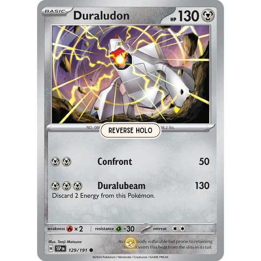 [ENG] Pokemon SV08 Surging Sparks: 129/191 Duraludon [Metal] [C - Common] (Reverse Holo)