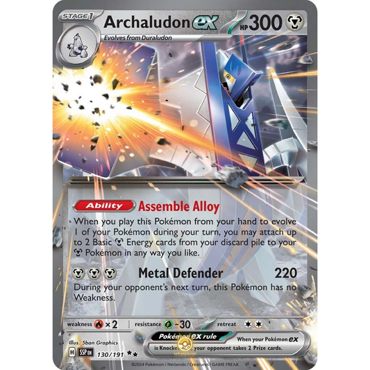 [ENG] Pokemon SV08 Surging Sparks: 130/191 Archaludon ex [Metal] [RR - Double Rare] (Foil)