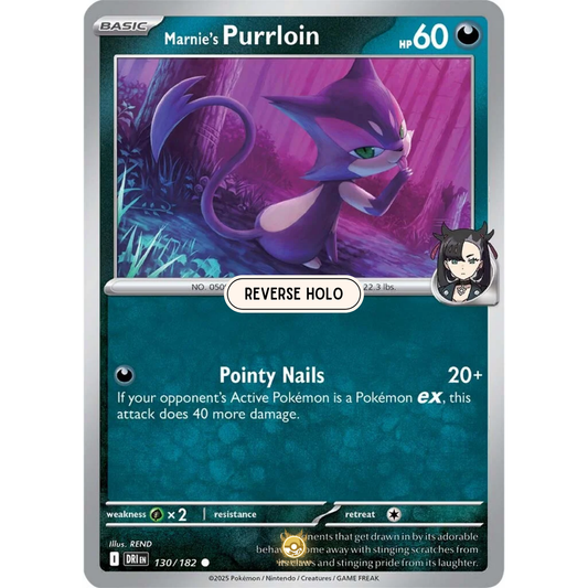 [ENG] Pokemon SV10 Destined Rivals: 130/182 Marnie's Purrloin [Darkness] [C - Common] (Reverse Holo)