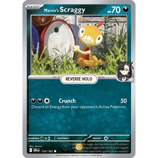 [ENG] Pokemon SV10 Destined Rivals: 132/182 Marnie's Scraggy [Darkness] [C - Common] (Reverse Holo)