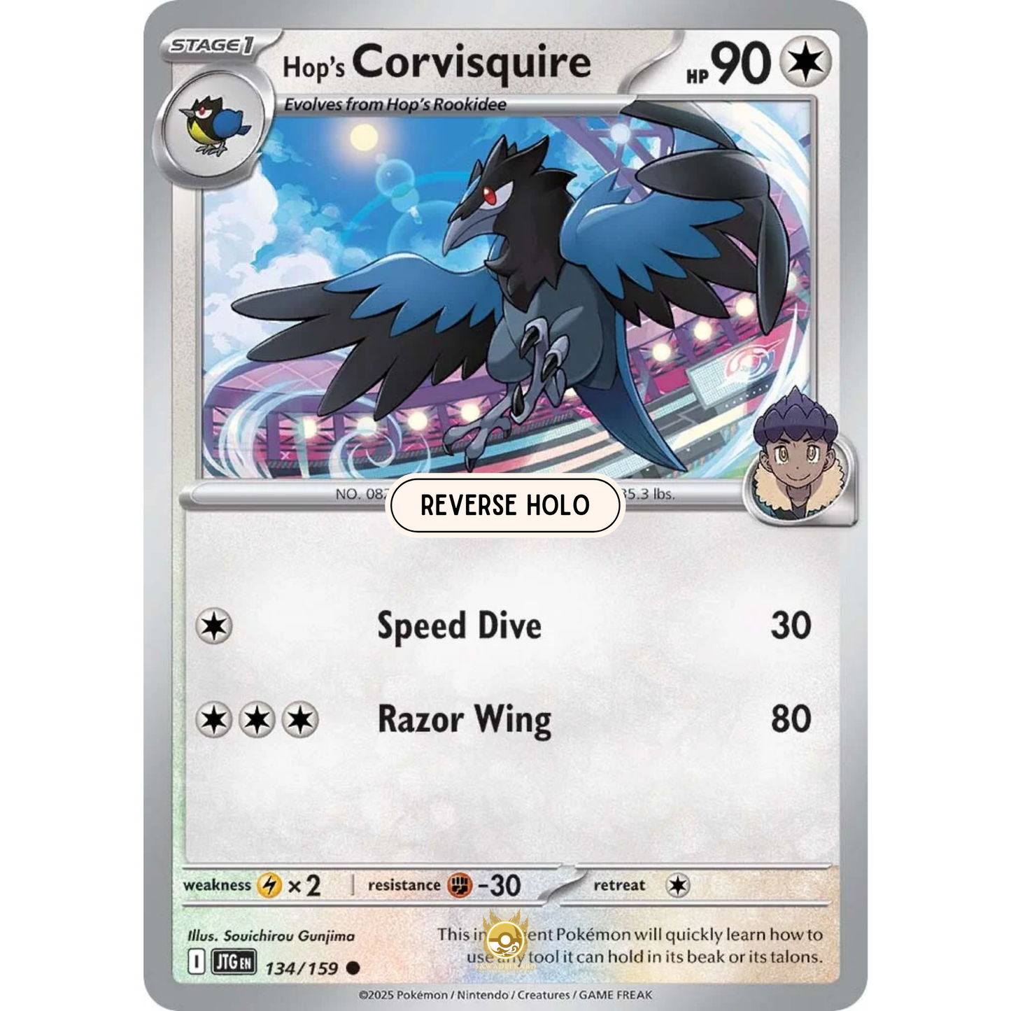[ENG] Pokemon SV09 Journey Together: 134/159 Hop's Corvisquire [Colorless] [C - Common] (Reverse Holo)